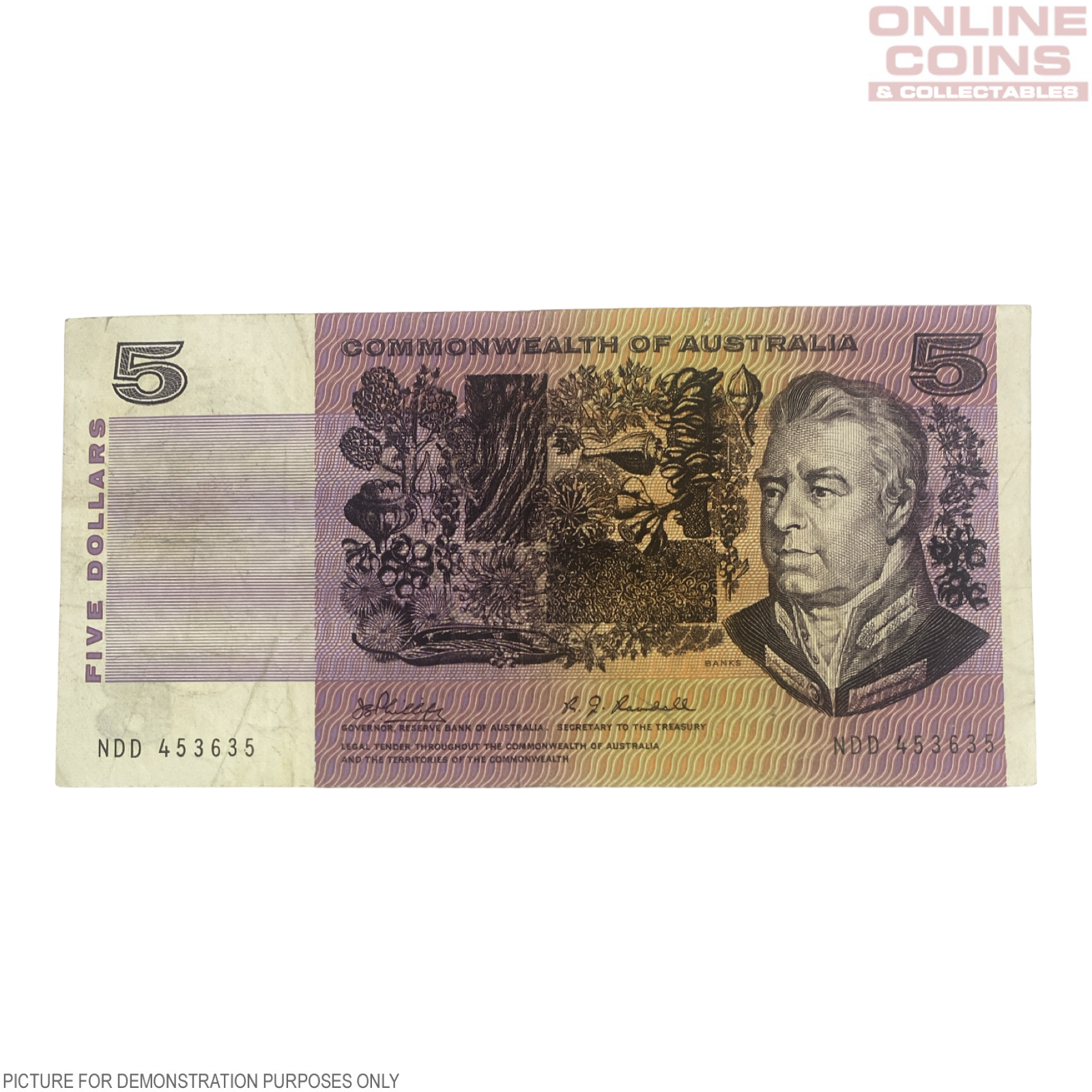 1969 Phillips Randall $5 Paper Note - Fine Grade